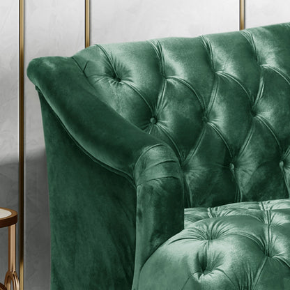 Comfy 3 Seat Sofa With Wooden Legs, For Living Room And Study - Emerald