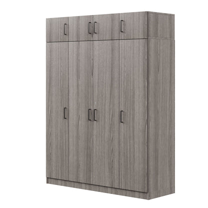 Contemporary 4 Door Wardrobe With 1 Drawer And Top Cabinet - Gray