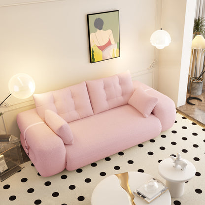 Human Dog Bed, Lazy Sofa Couch, Multifunctional Foldable Sofa Bed, 3 In 1 Teddy Fabric Sleeper Sofa Bed For Living Room Guest Bed, Playroom - Pink