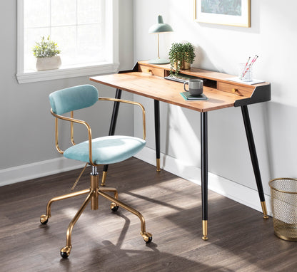 Demi - Contemporary Office Chair - Gold / Light Blue