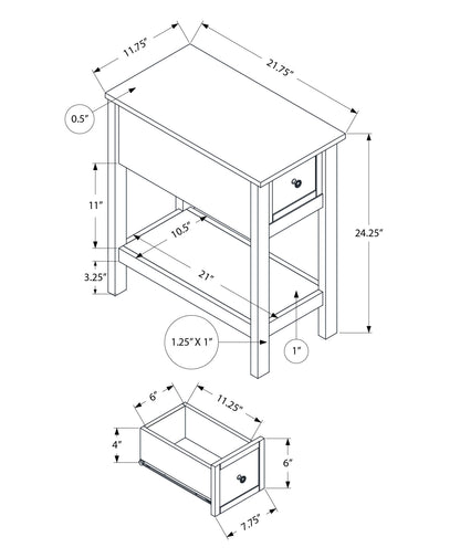 Accent End Table, 2 Tier, Storage Drawer, Versatile Use - Black