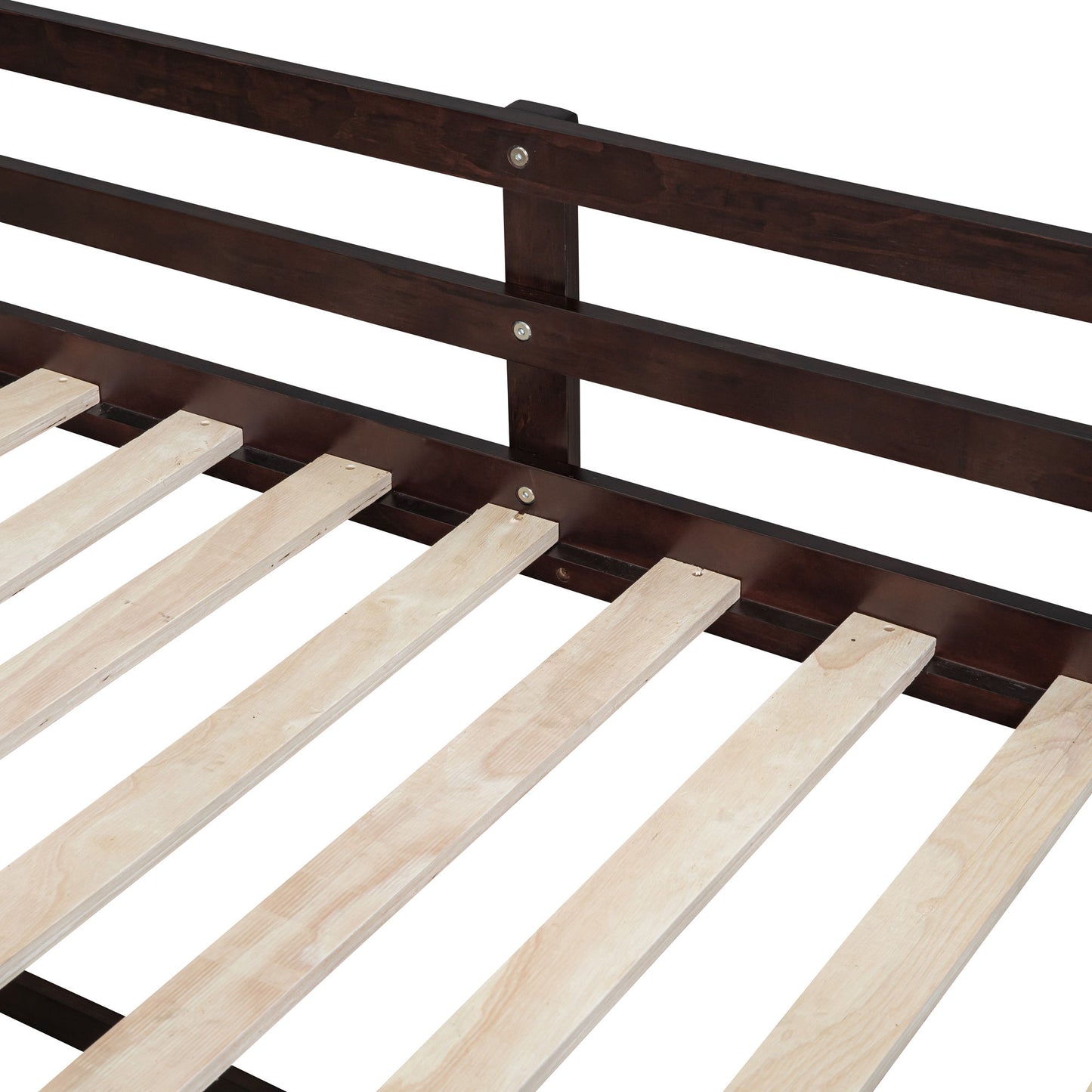 Twin Size Low Loft Bed With Rolling Desk, Shelf And Drawers - Espresso