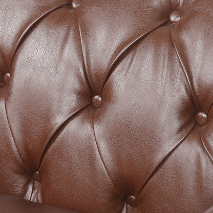 Contemporary Club Chair With Button Tufting And Birch Wood Legs - Dark Brown