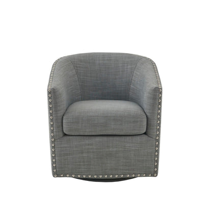 Swivel Chair Elegant Design Fabric Solid Wood - Gray