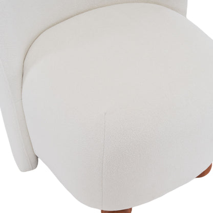 Modern Low Back Accent Chair, Upholstered Armless Living Room Chairs, Round Pine Wood Feet, For Small Living Spaces, Living Room - White