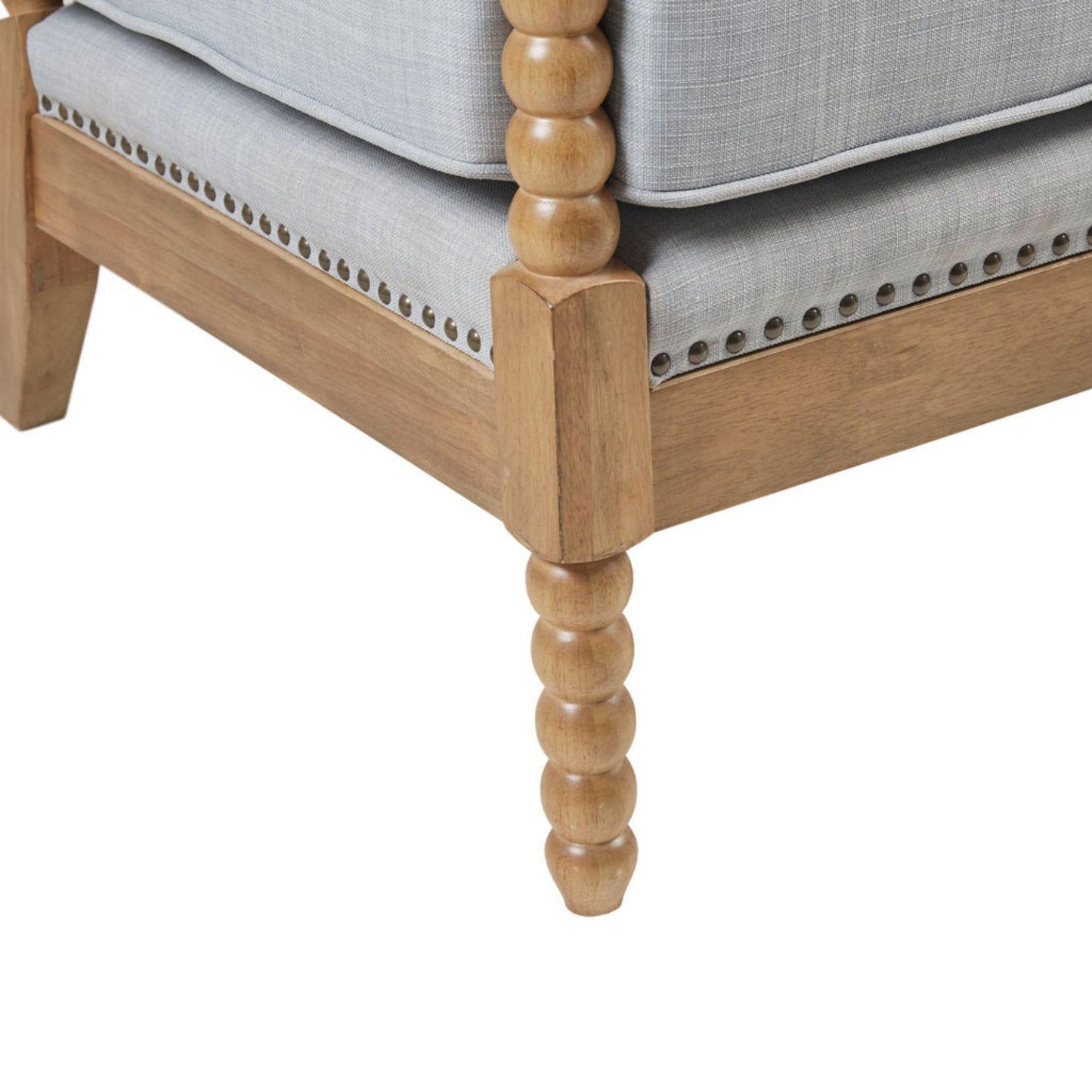 The Arm Chair With Padded Armrests - Dusty Blue / Camel Oak