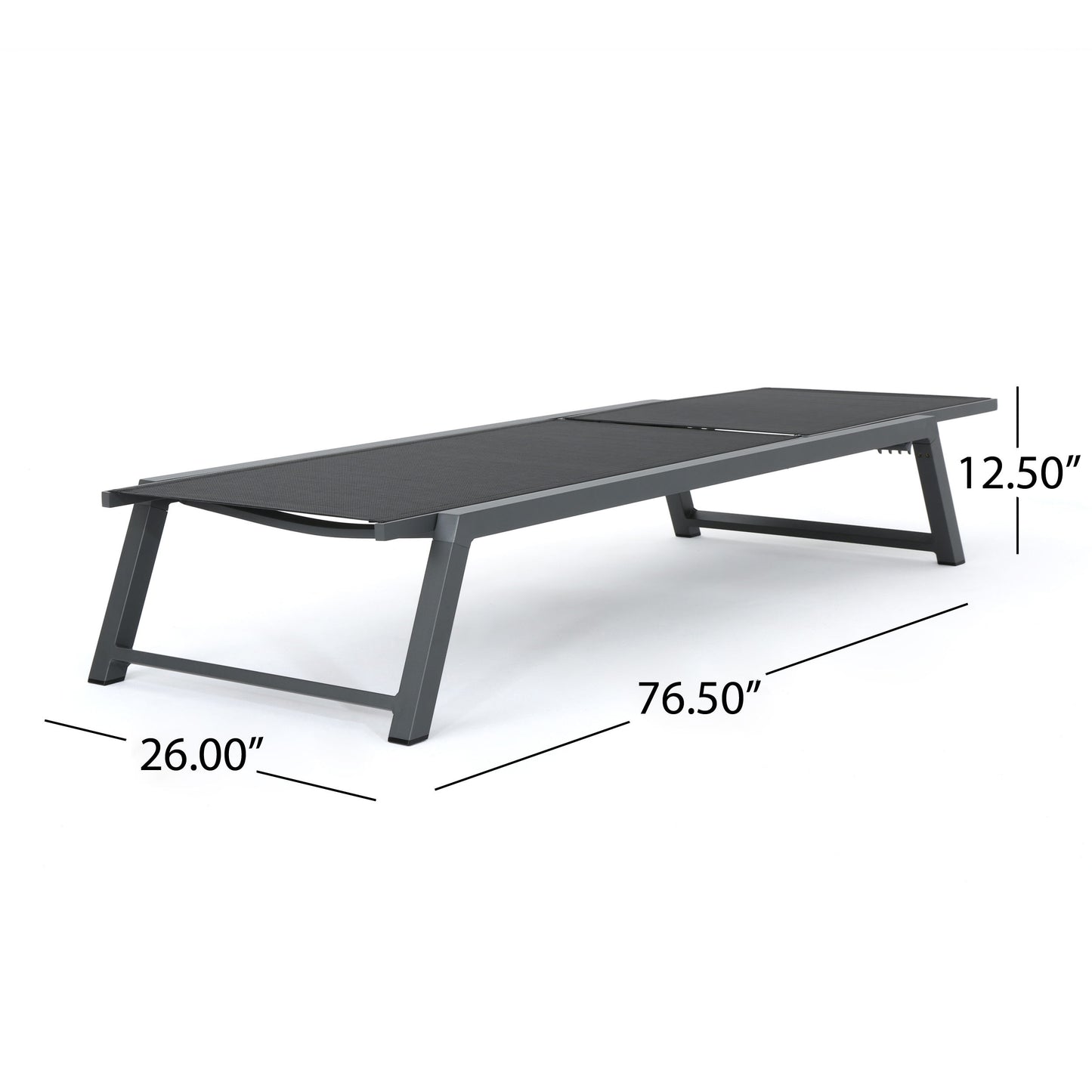 Outdoor Chaise Lounge With Mesh Back And Metal Frame - Black