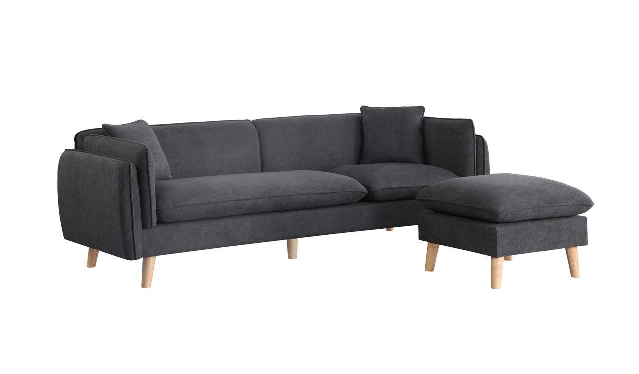 Brayden - Fabric Sectional Sofa Chaise - Dark Gray