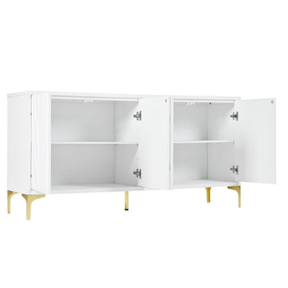 Creative Carved 4 Door Sideboard With Handleless Press To Open Design - White
