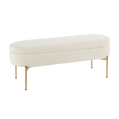 Chloe - Contemporary / Glam Storage Bench - Gold / Cream