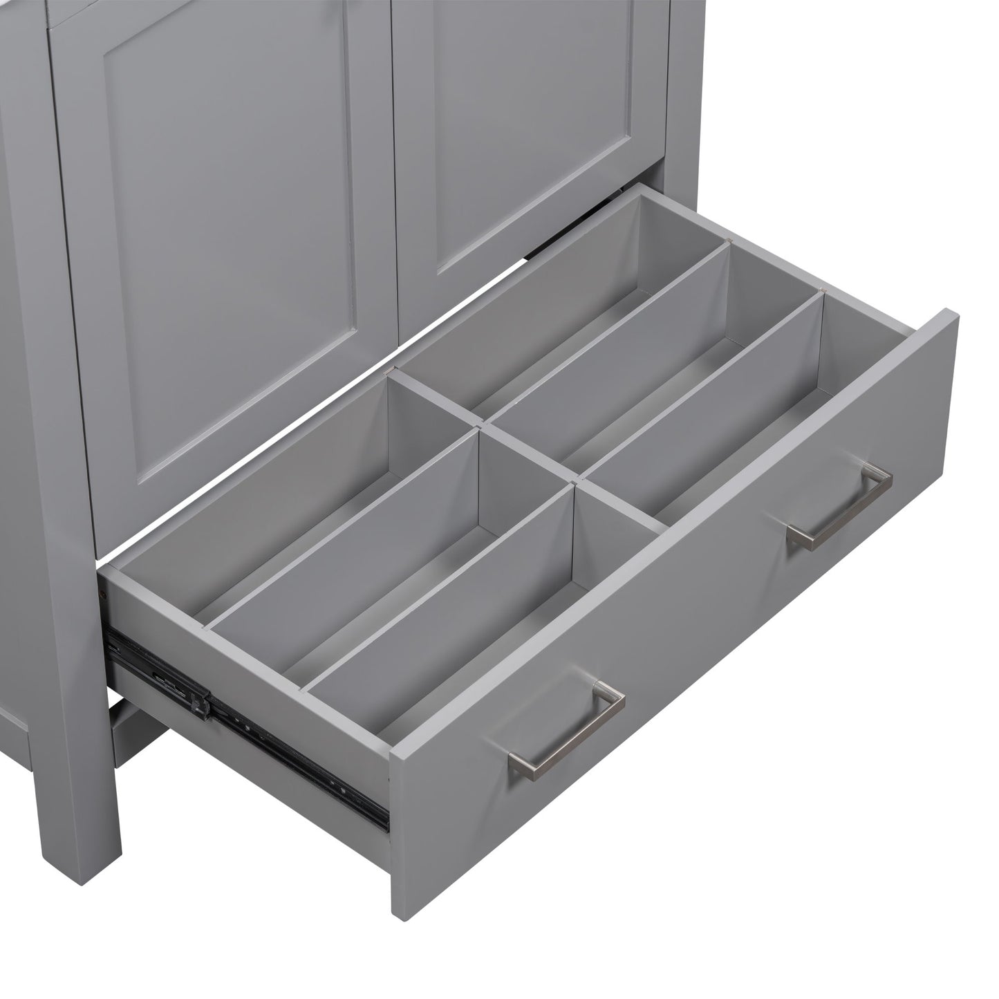 Bathroom Vanity With Single Sink, Combo Cabinet Undermount Sink, Bathroom Storage Cabinet With Two Doors And A Drawer, Soft Closing, Multifunctional Storage, Solid Wood Frame - Gray