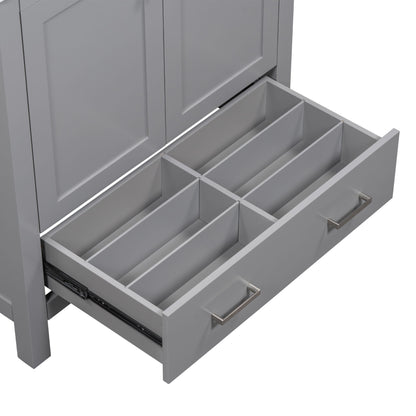 Bathroom Vanity With Single Sink, Combo Cabinet Undermount Sink, Bathroom Storage Cabinet With Two Doors And A Drawer, Soft Closing, Multifunctional Storage, Solid Wood Frame - Gray