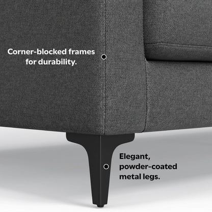 Ava - Mid Century Sofa With Ottoman Set, Upholstered - Dark Gray