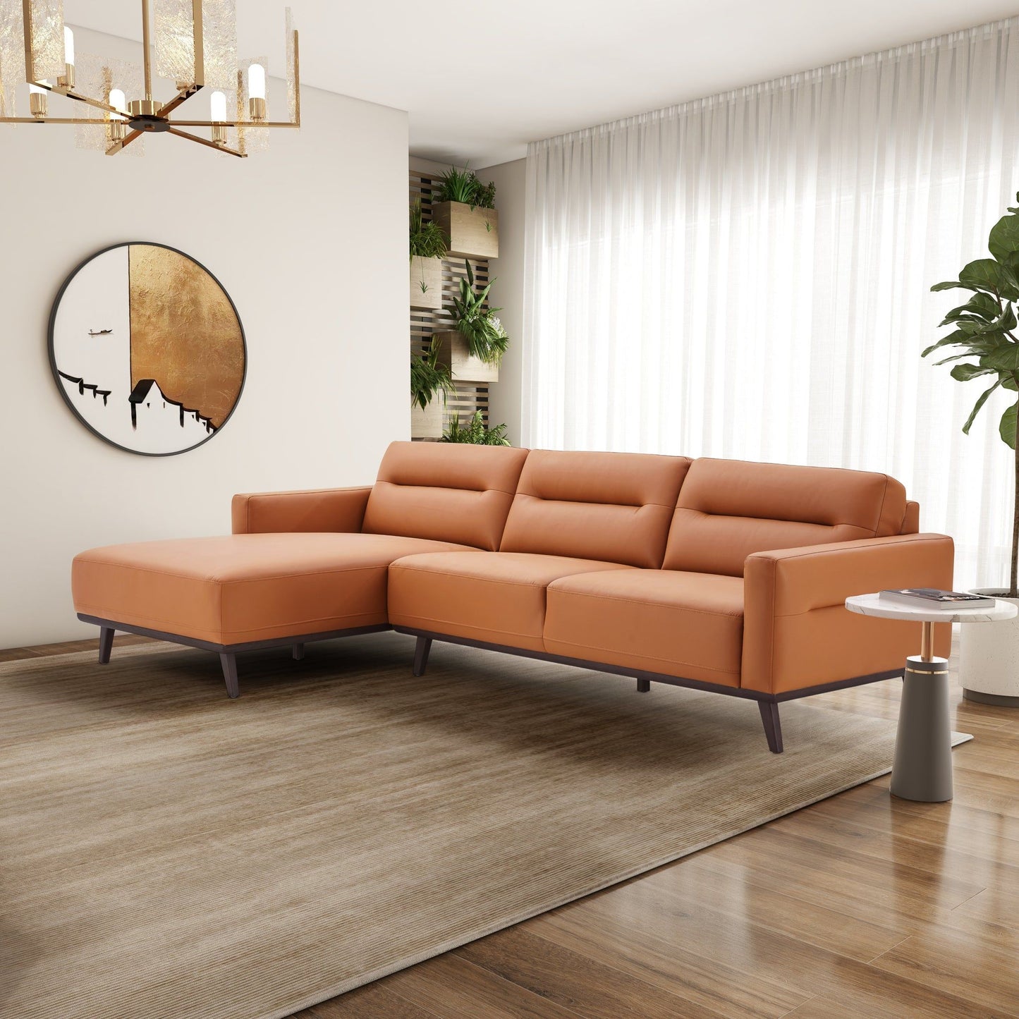 Ella - L-Shaped Left Sectional Couch - Cognac