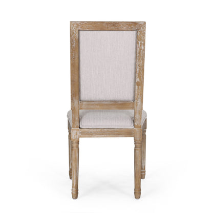 Vintage French Country Dining Chair Set With Cane Backrest, Upholstered Seats - Light Gray