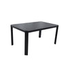 Modern Outdoor Table With Alternating Wide And Narrow Slats, Angled Corners, 2