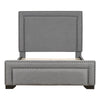Queen Size Upholstered Bed With Slats Support, No Box Spring Needed - Gray