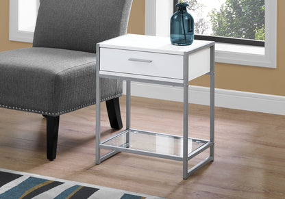 Accent Side Table, Storage Drawer, Contemporary & Modern - White