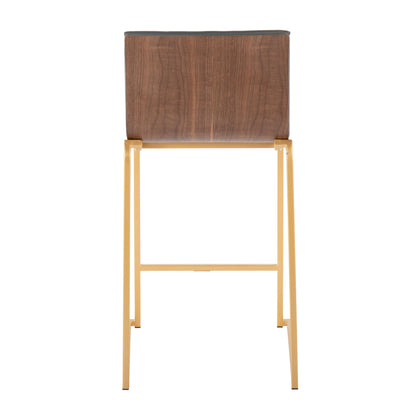Mason Mara - Contemporary Fixed Height Counter Stool (Set of 2) - Gold / Walnut / Gray