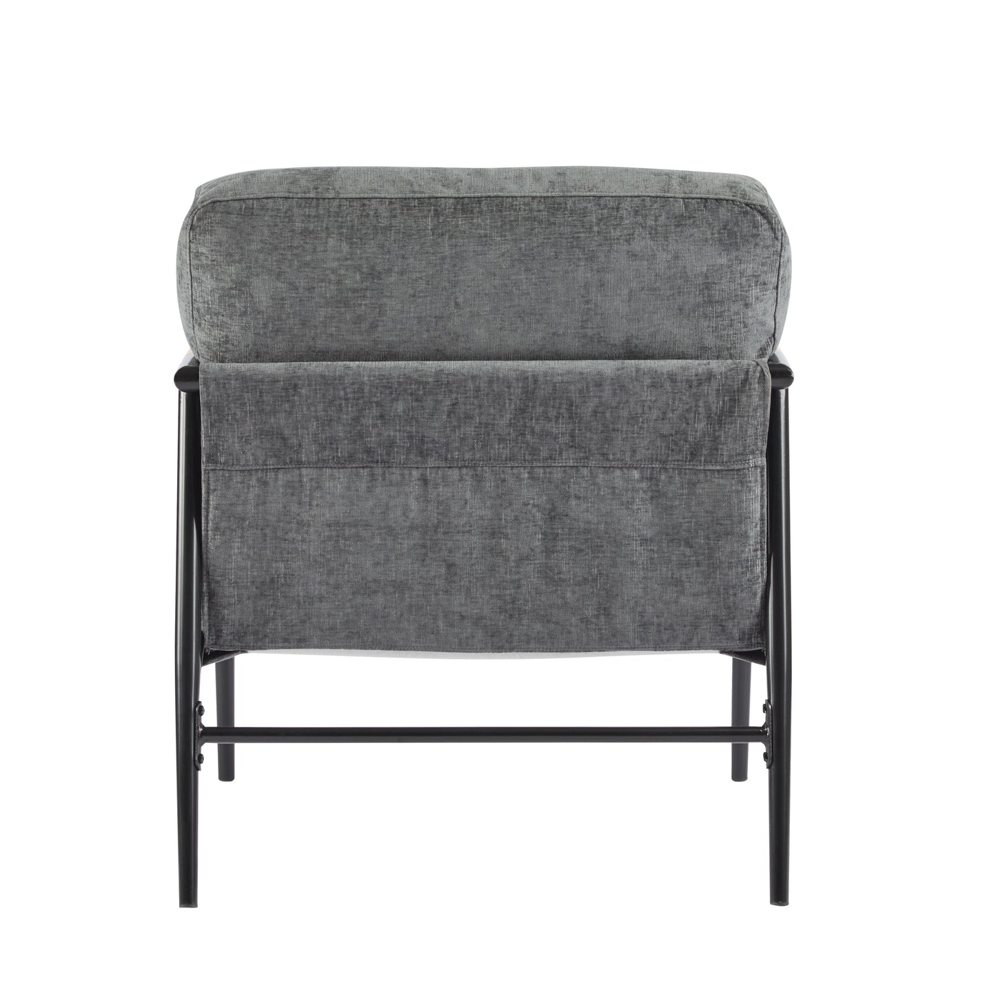 Modern Accent Chair With Plush Cushions, Minimalist Metal Frame, Wooden Armrest - Gray