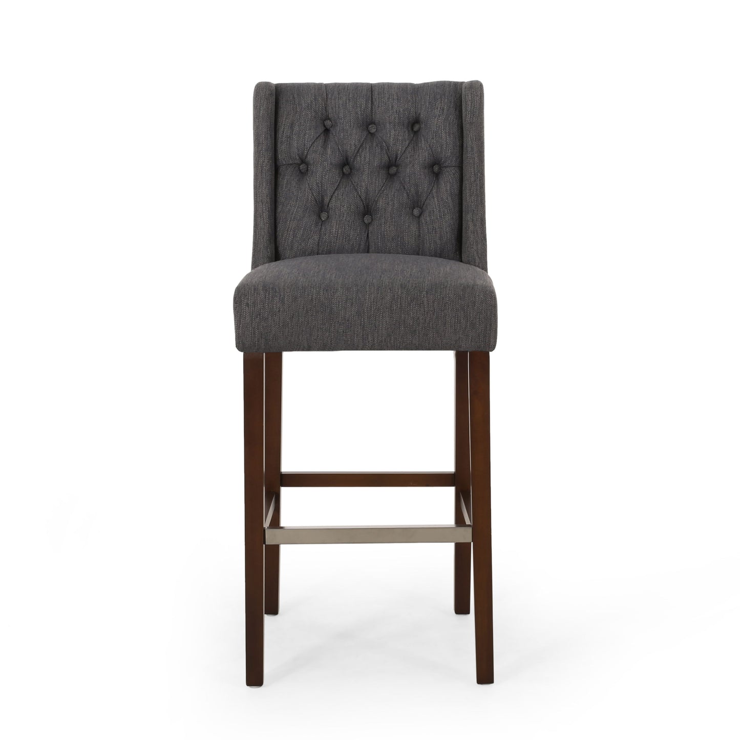 Solstara - Upholstered Fabric Dining Barstool With Button Tufted And Wing Back - Charcoal