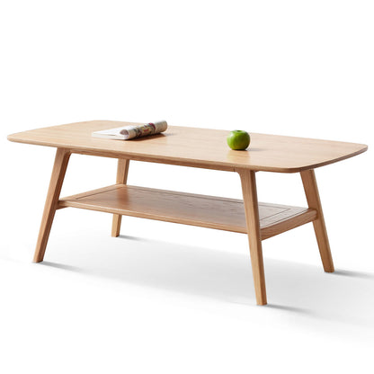 Center Low Table, Coffee Table With Storage Shelf - Natural