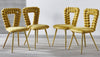 Modern Chair With Iron Tube Legs, Soft Cushions And Comfortable Backrest, Suitable For Dining Room, Living Room, Cafe, Hairball Back (Set of 4) - Yellow / Gold