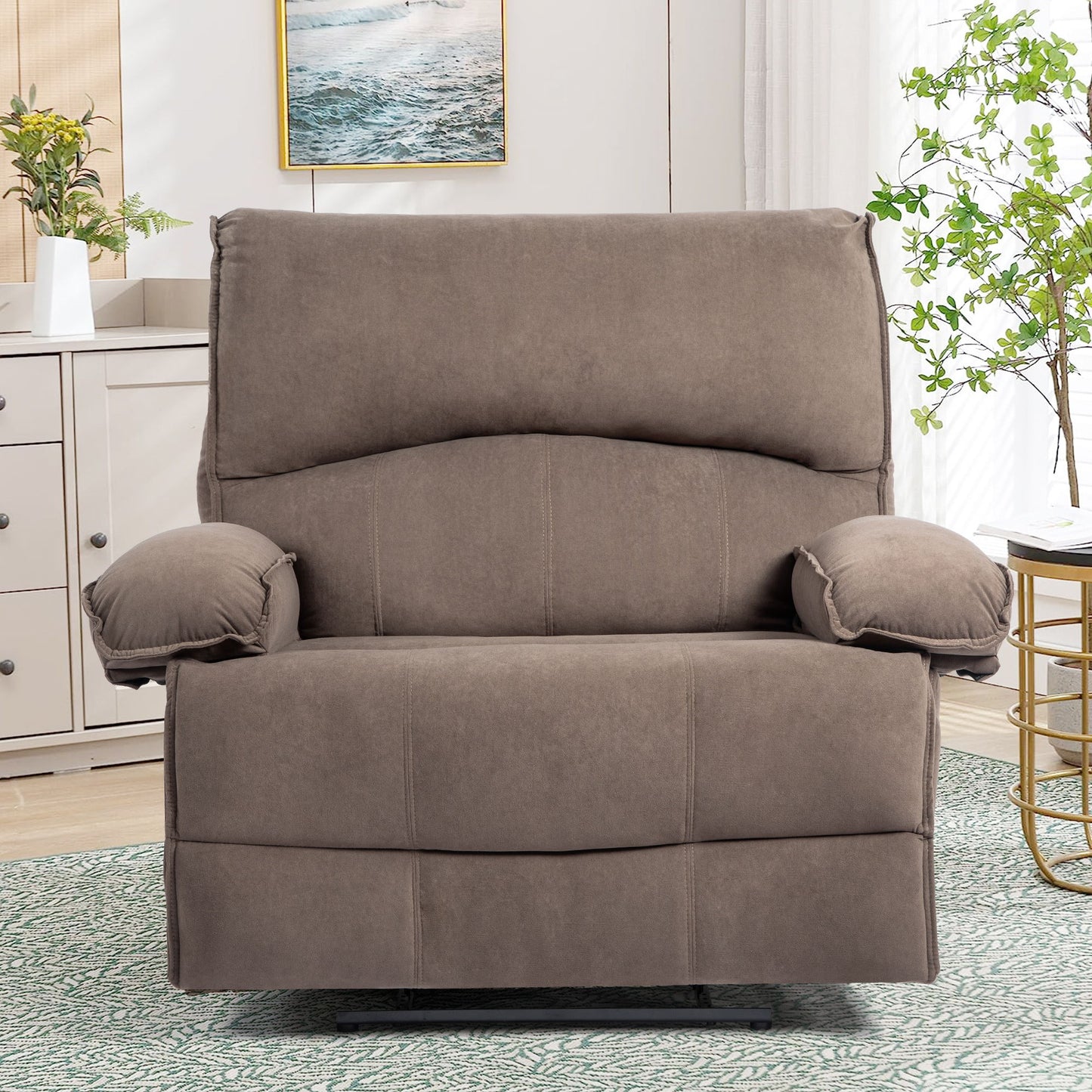 Oversized Manual Recliner Chair Sofa For Living Room - Brown