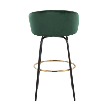 Claire - Contemporary / Glam Barstool With Footrest (Set of 2) - Black / Emerald Green