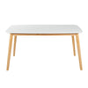 Dining Table With Splayed Rubberwood Legs & Faux Wood Tabletop, Mid Century Modern - White Oak