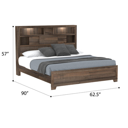 Plinz - Queen Bookcase Bed - Brown
