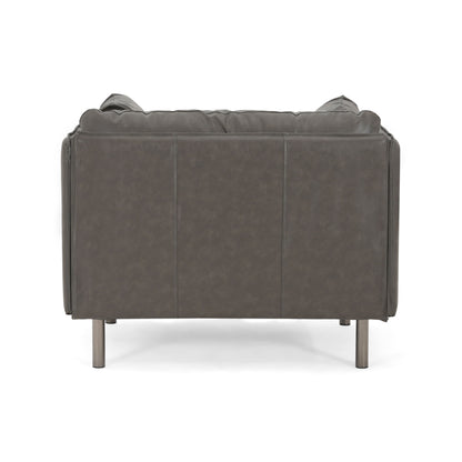 Vintage Lounge Chair With Polyester Upholstery, Steel Legs - Gray