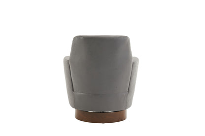 Swivel Barrel Chair, Swivel Accent Chairs Armchair For Living Room, Reading Chairs For Bedroom Comfy, Round Barrel Chairs With Gold Stainless Steel Base - Gray
