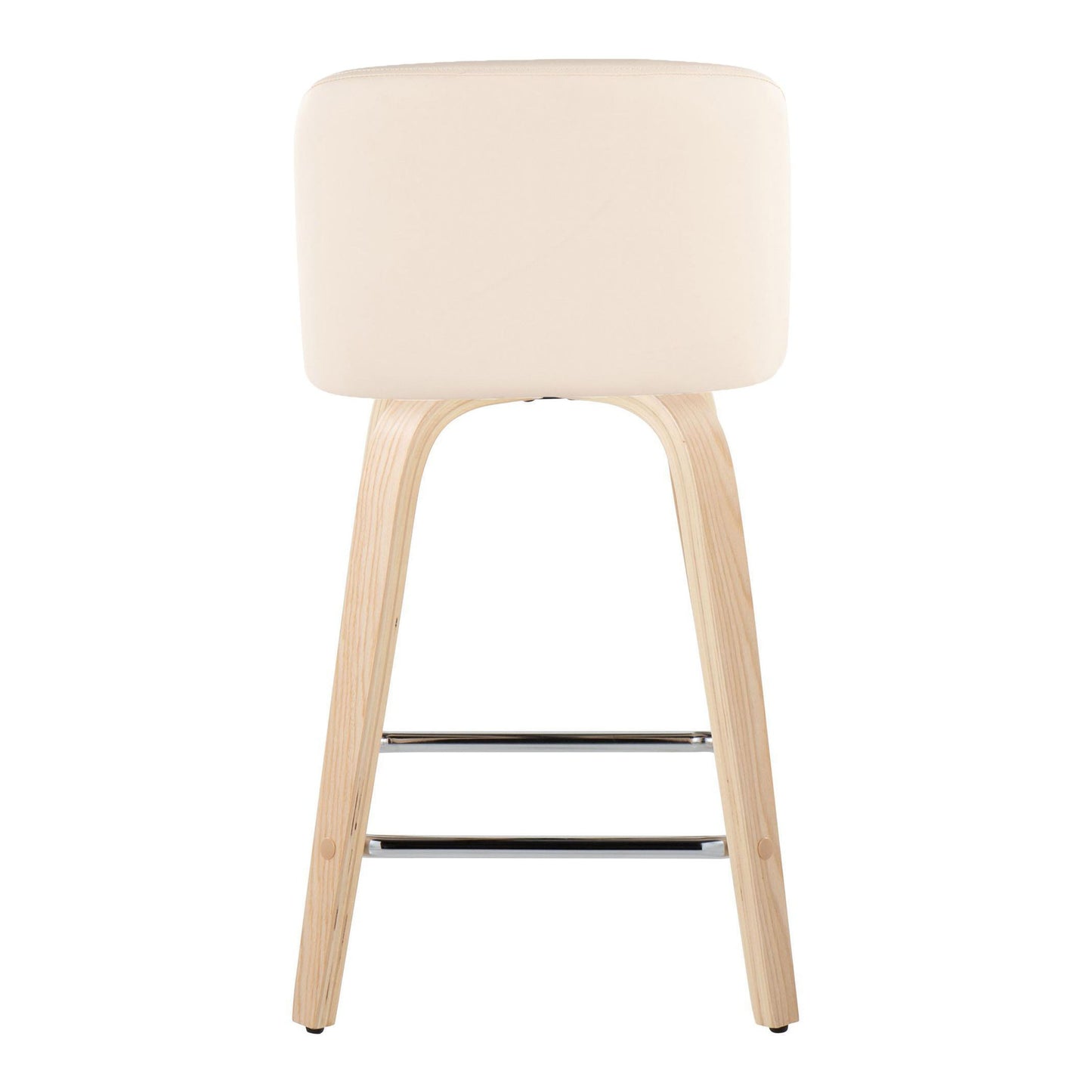 Toriano - Contemporary Fixed Height Counter Stool / Swivel And Square Footrest (Set of 2) - Natural / Cream