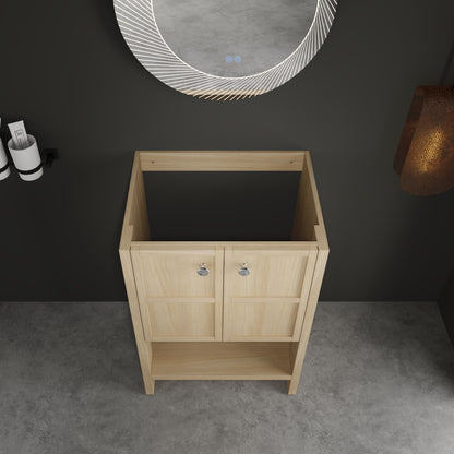 Modern Freestanding Bathroom Vanity With 2 Soft Closing Doors, Excluding Sink - Oak