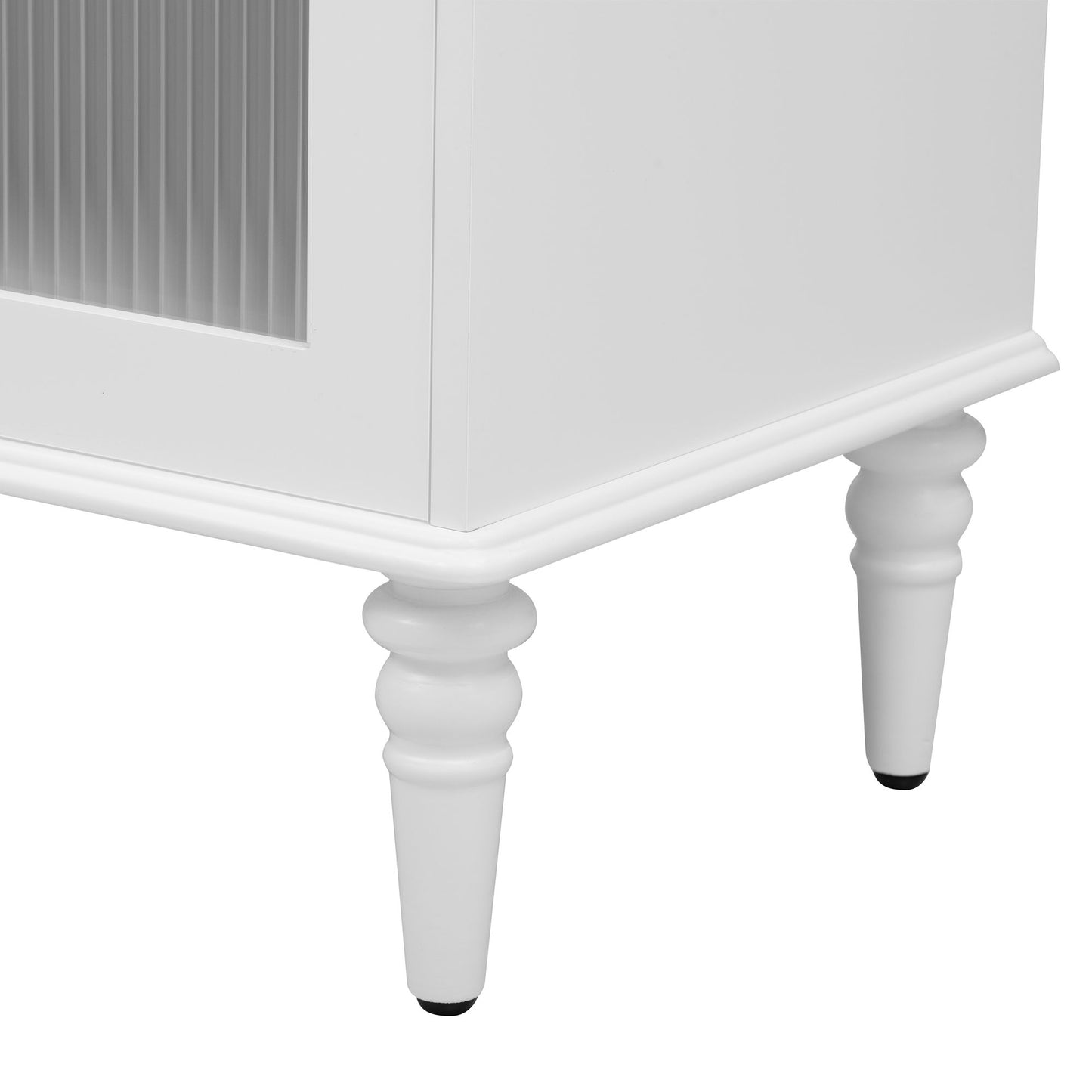 Retro TV Stand For TVs Up To 75", Entertainment Center Media Console With Fluted Glass Doors And 5 Solid Wood Legs For Living Room - White