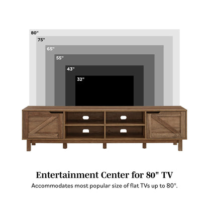 Rustic Barndoor Open-Storage TV Stand For TVs Up To 80" - Gray Wash