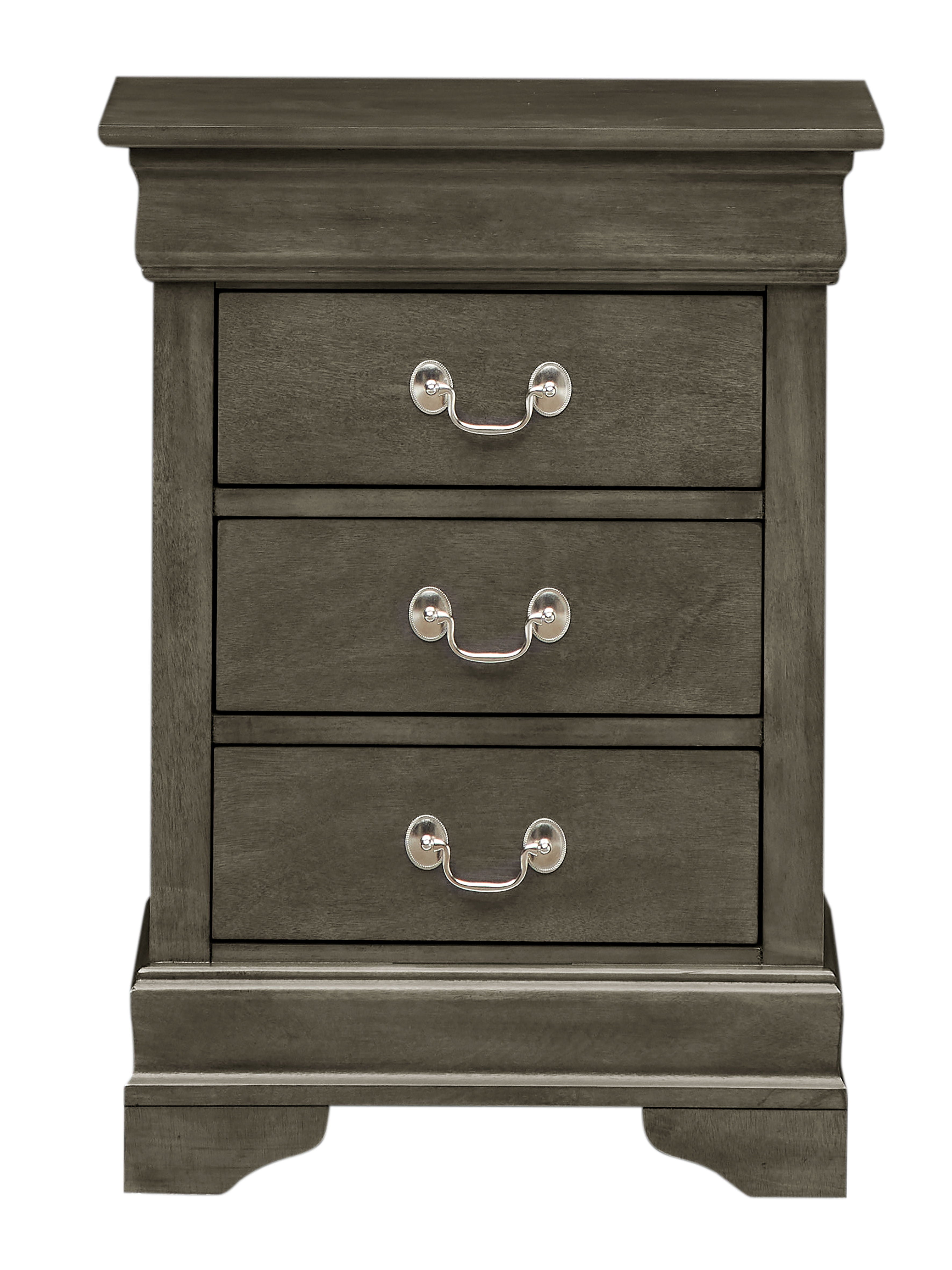 Louis Phillipe - 3 Drawer Nightstand - Gray