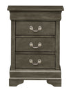 Louis Phillipe - 3 Drawer Nightstand - Gray