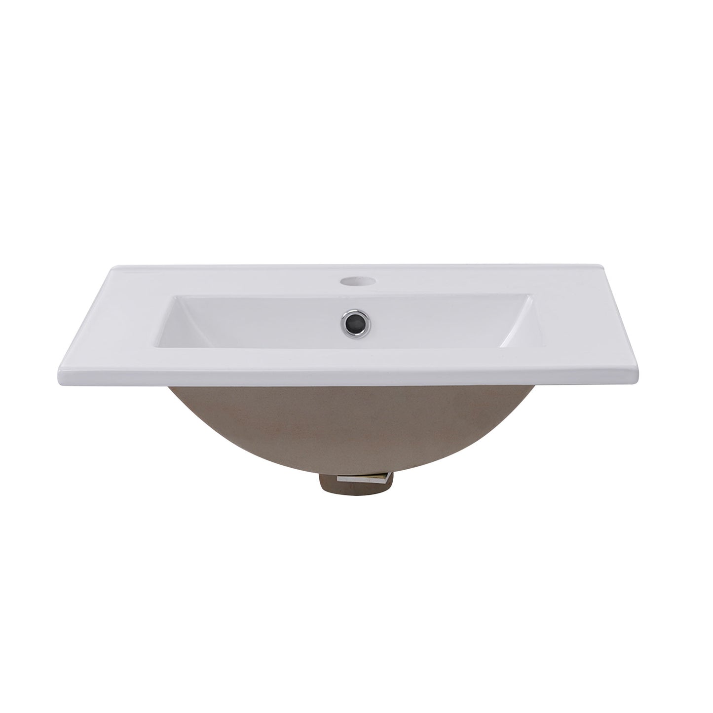 Modern Small Bathroom Vanity Cabinet With Ceramic Basin, Ample Storage, 1 Soft-Close Door - White