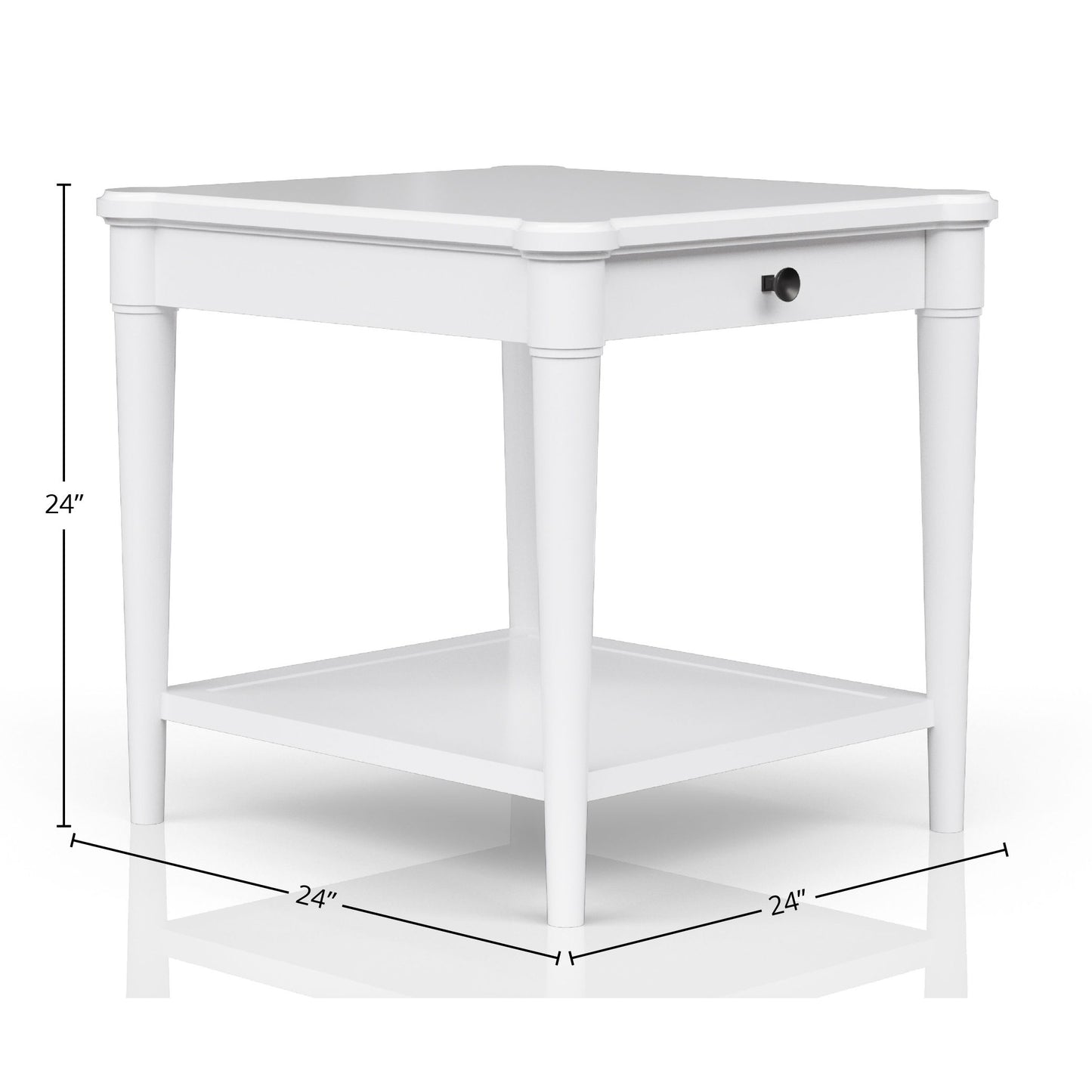 End Table With Storage Drawer - White