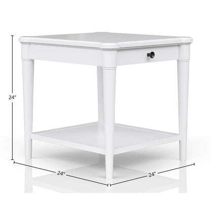 End Table With Storage Drawer - White