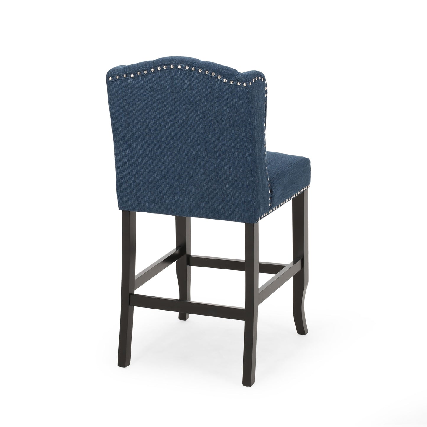 Solara - Fabric Tufted Counter Stool With Nailhead Accents (Set of 2) - Navy Blue