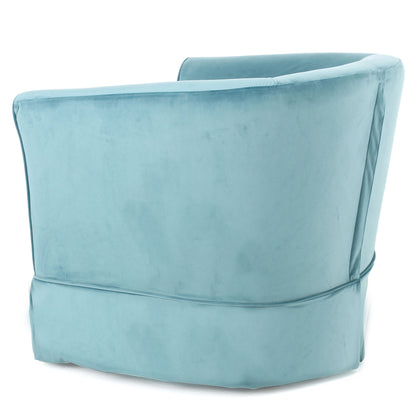 Zeniqua - Upholstered Velvet Swivel Chair With Loose Cover - Blue