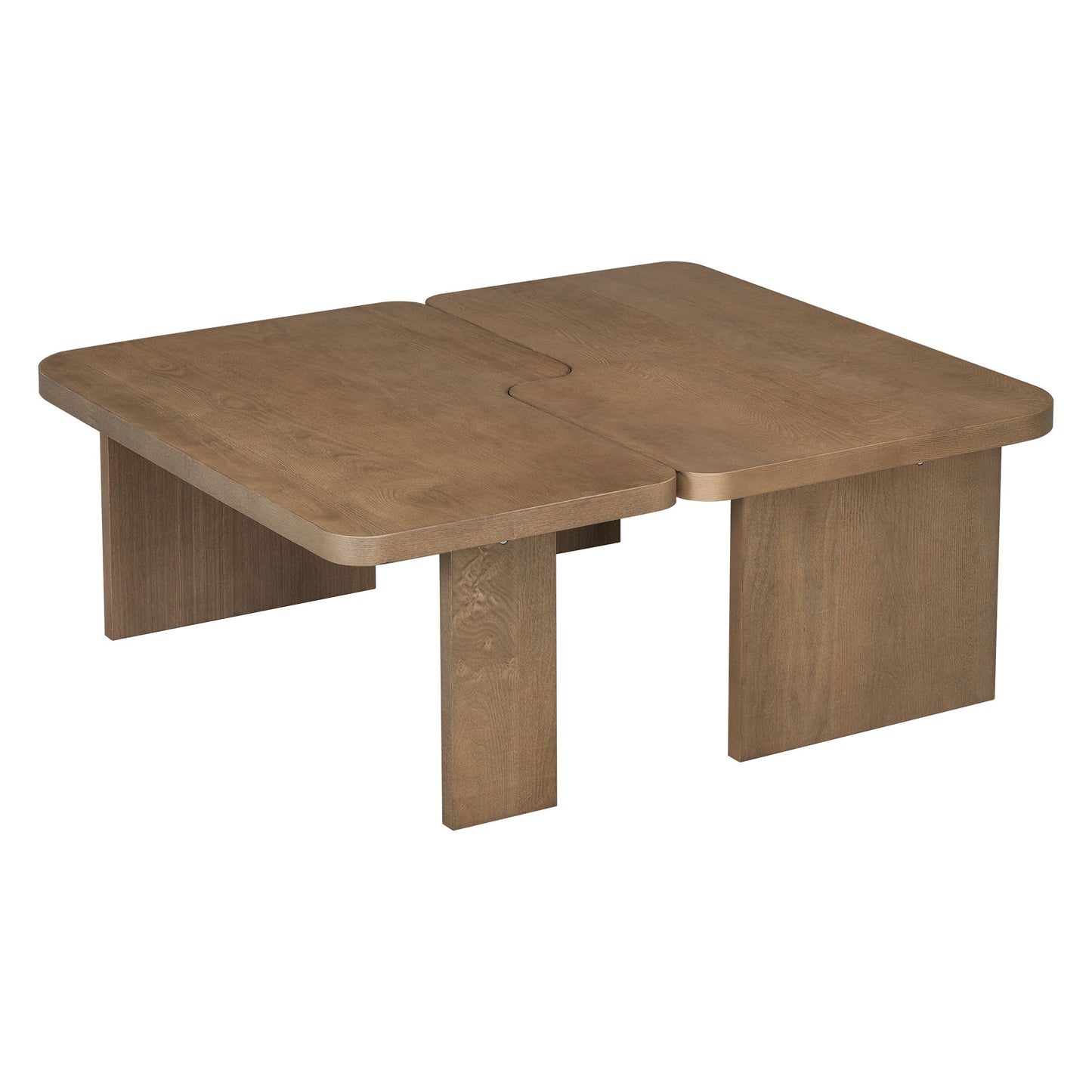 Modern Minimalist Coffee Table Set, Rectangle Coffee Table With Splicing Design, Multifunctional Combination Table For Living Room - Natural