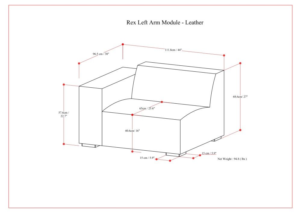 Rex - Left Arm Sofa Module - Brown