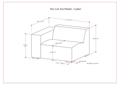 Rex - Left Arm Sofa Module - Brown