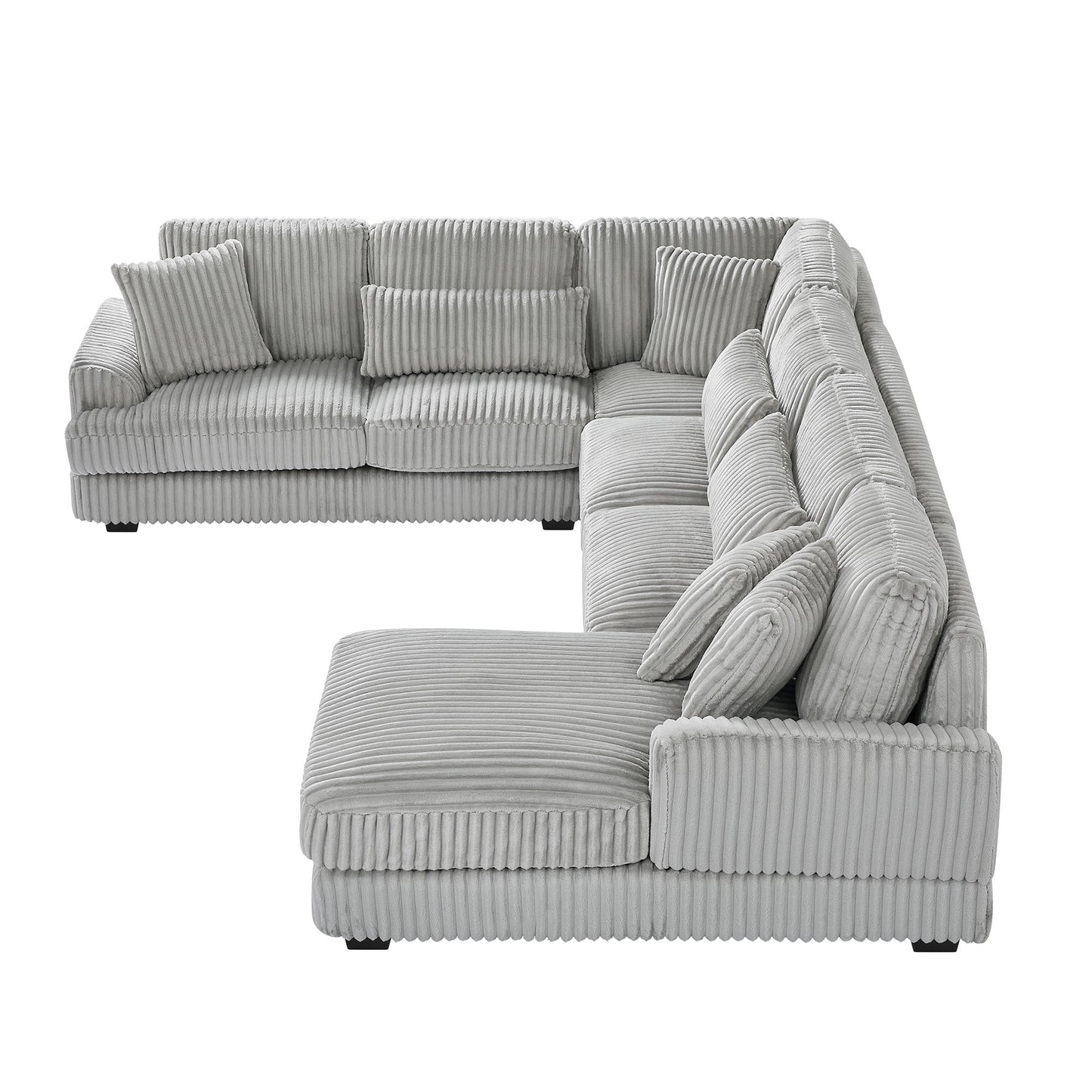 Oversized Sectional Sofa U - Shaped Sofa Couch Modern Sofa Upholstered In Soft Corduroy With A Chaise Lounge For Living Room - Gray