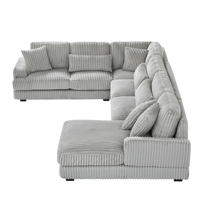 Oversized Sectional Sofa U - Shaped Sofa Couch Modern Sofa Upholstered In Soft Corduroy With A Chaise Lounge For Living Room - Gray