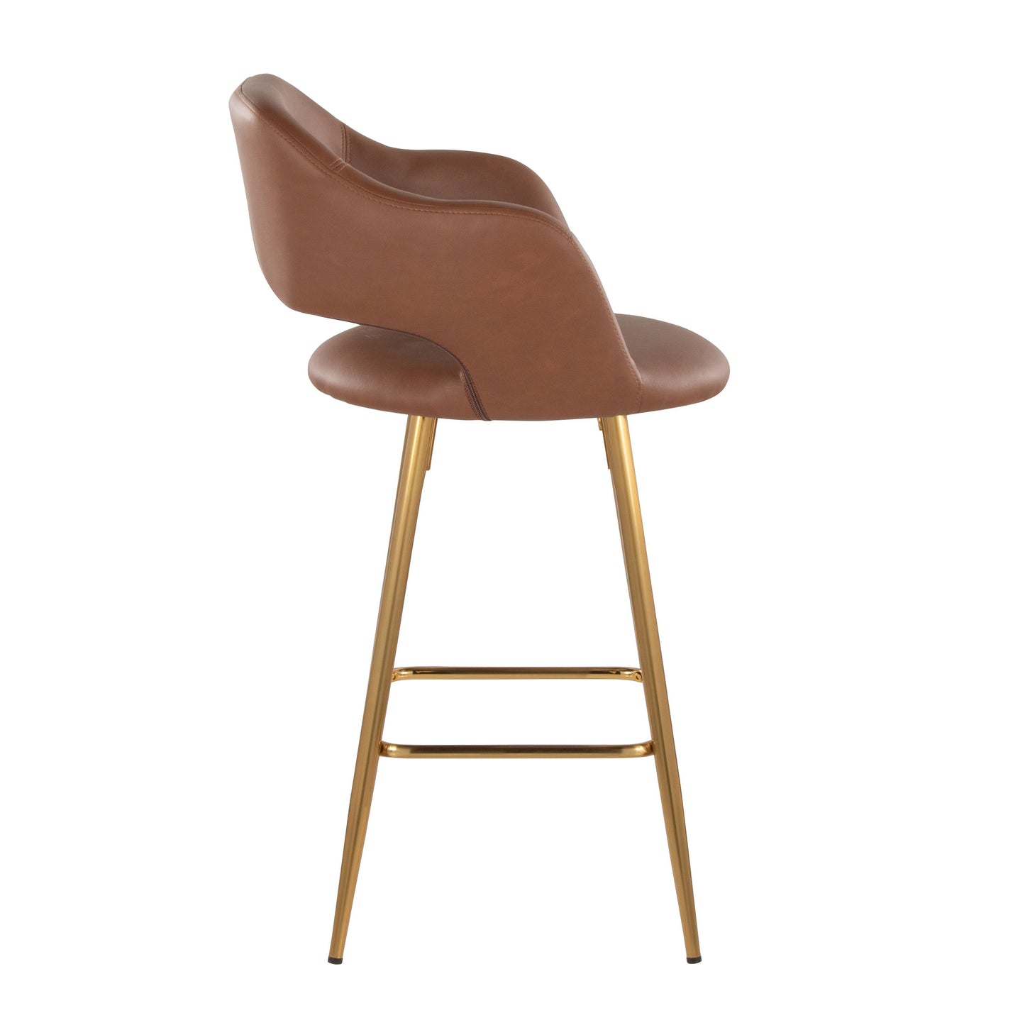 Margarite - Contemporary Fixed Height Counter Stool With Square Footrest (Set of 2) - Gold / Brown Gold